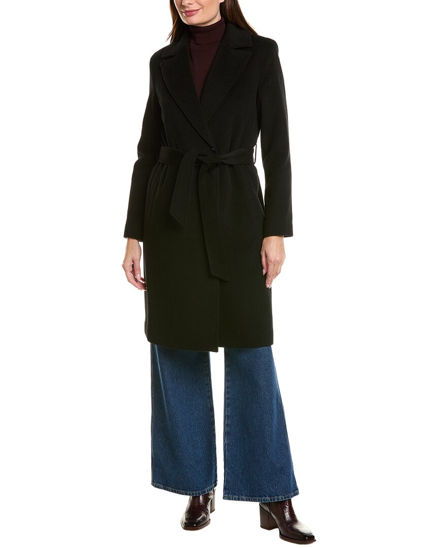 Sofia Cashmere Sofiacashmere Wool & Cashmere-blend Coat In Black