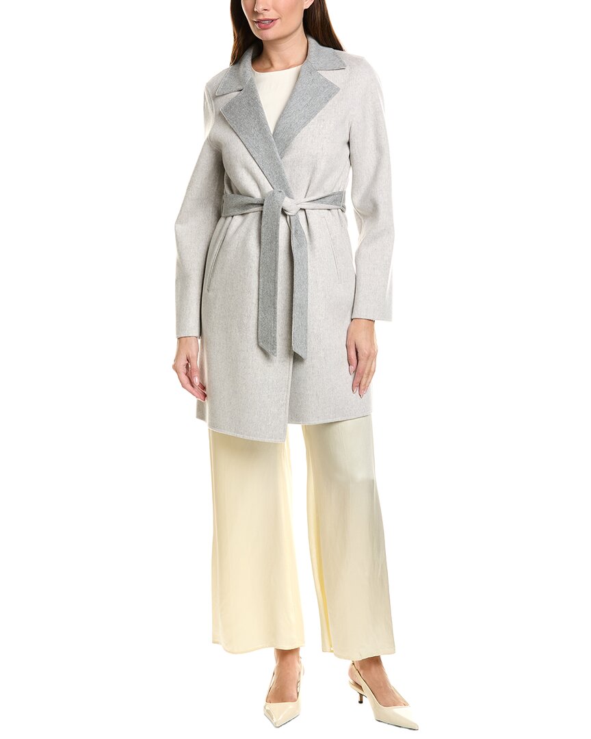 Sofia Cashmere Sofiacashmere Doubleface Notch Lapel Wool & Cashmere-blend Coat In Grey