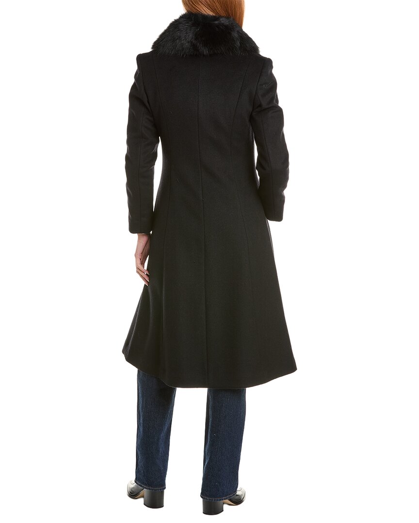 Sofia Cashmere Sofiacashmere Oversized Collar Wool-blend Coat In Black