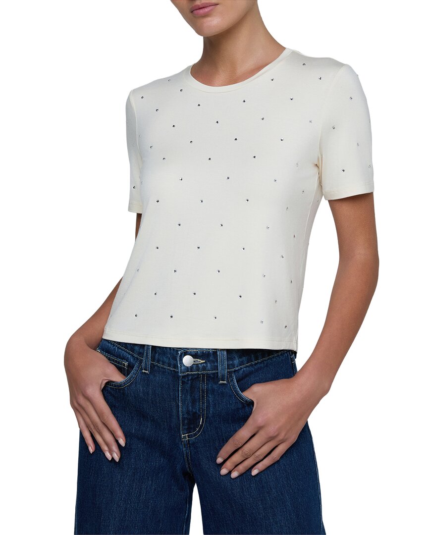 L'agence Stormy Embellished Tee In White