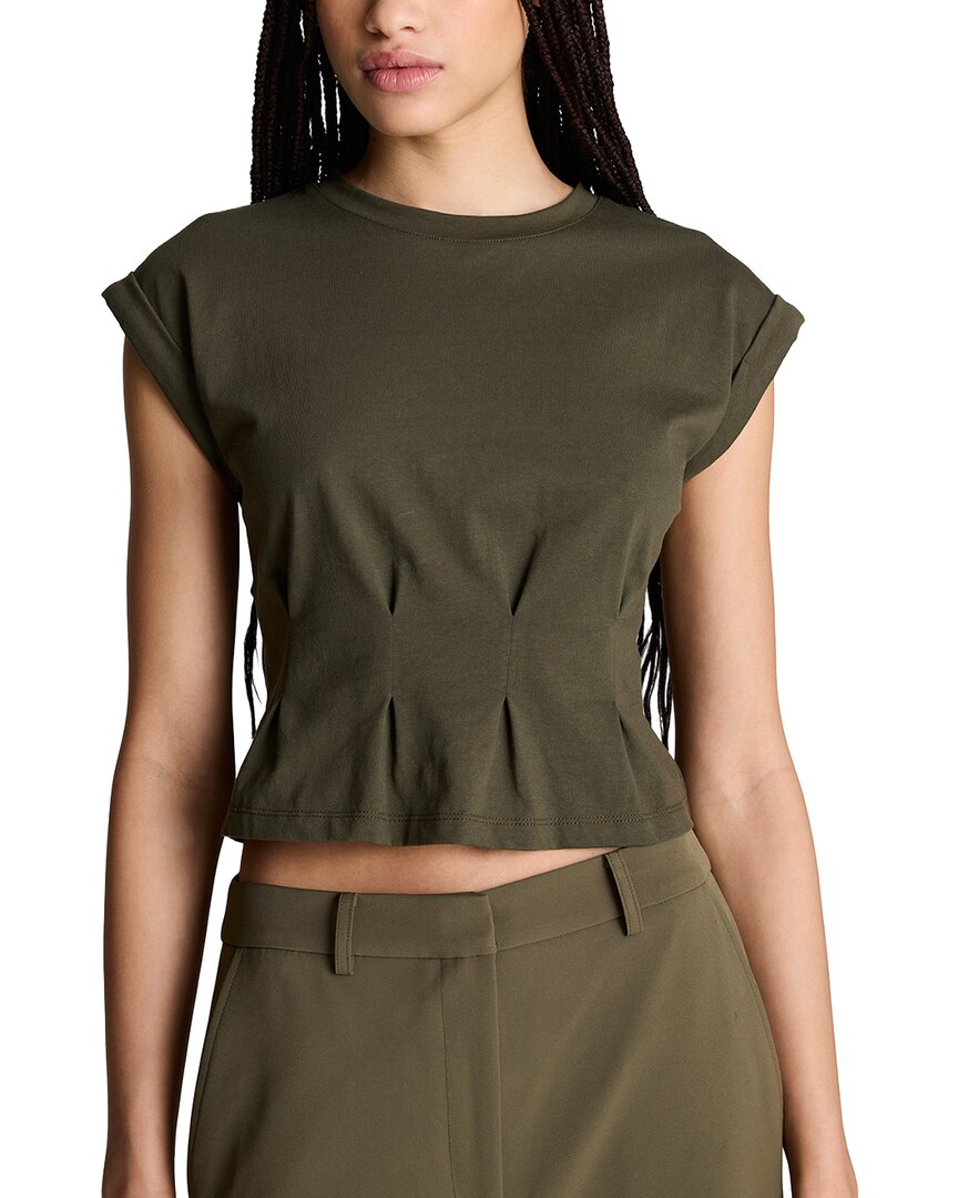 Kenneth Cole Pleated Tee Cotton Jersey In Turtle Green