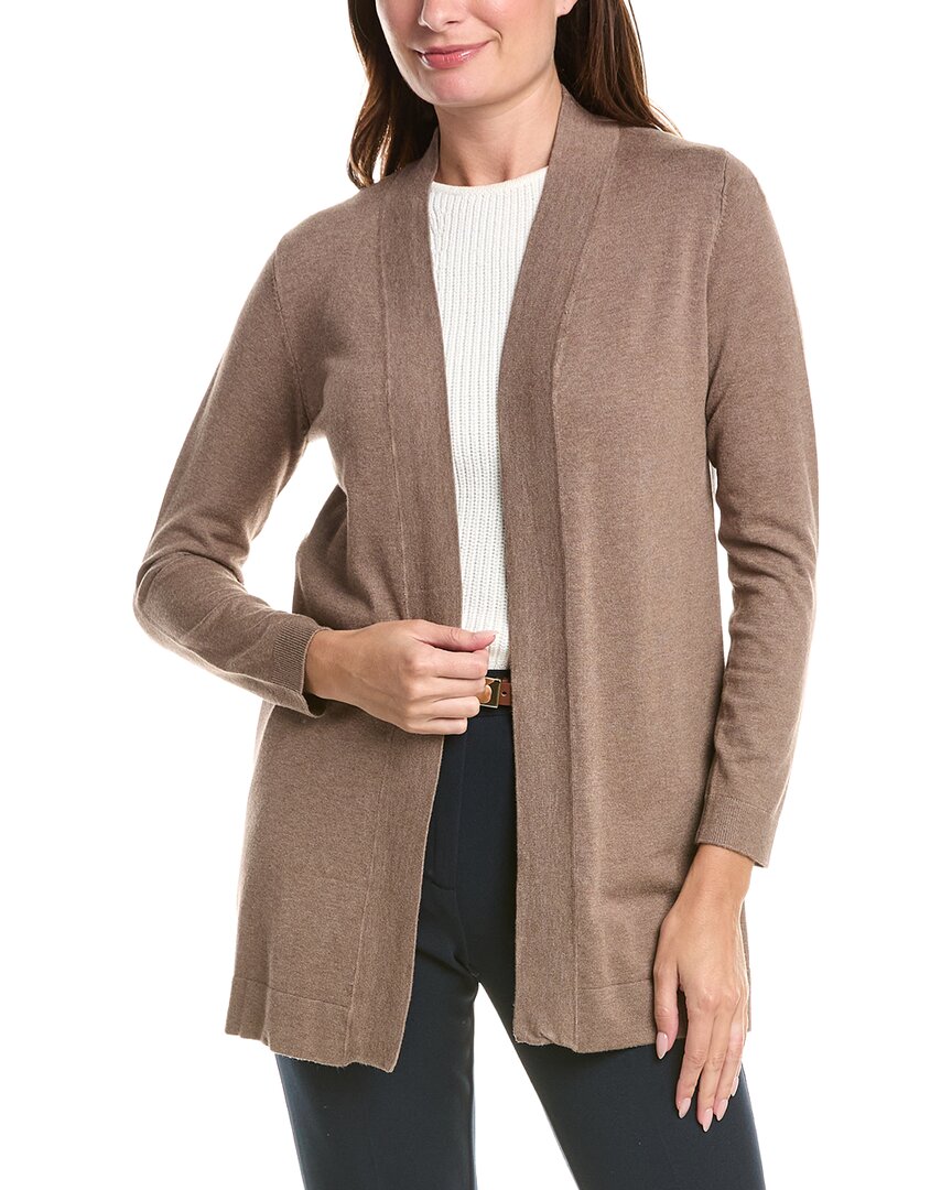T Tahari Open Front Cardigan In Grey