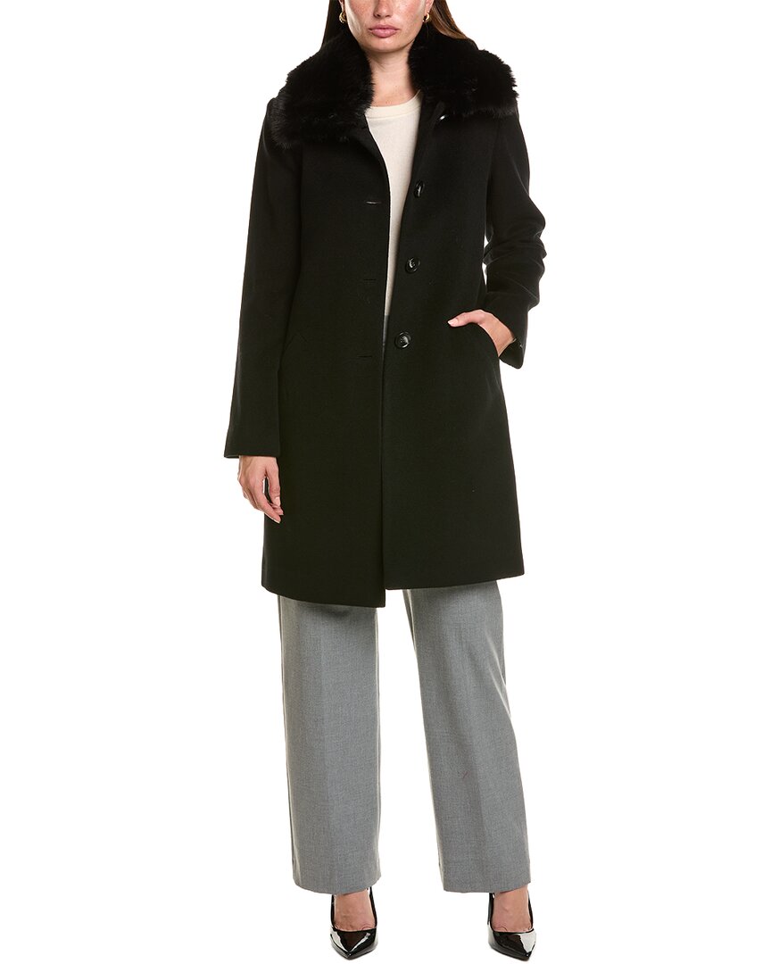 Sofia Cashmere Sofiacashmere Wool & Cashmere-blend Car Coat In Black
