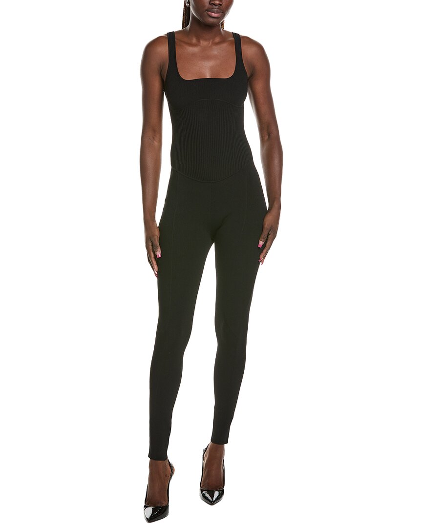 Paris Georgia Ribbed Bustier Catsuit In Black