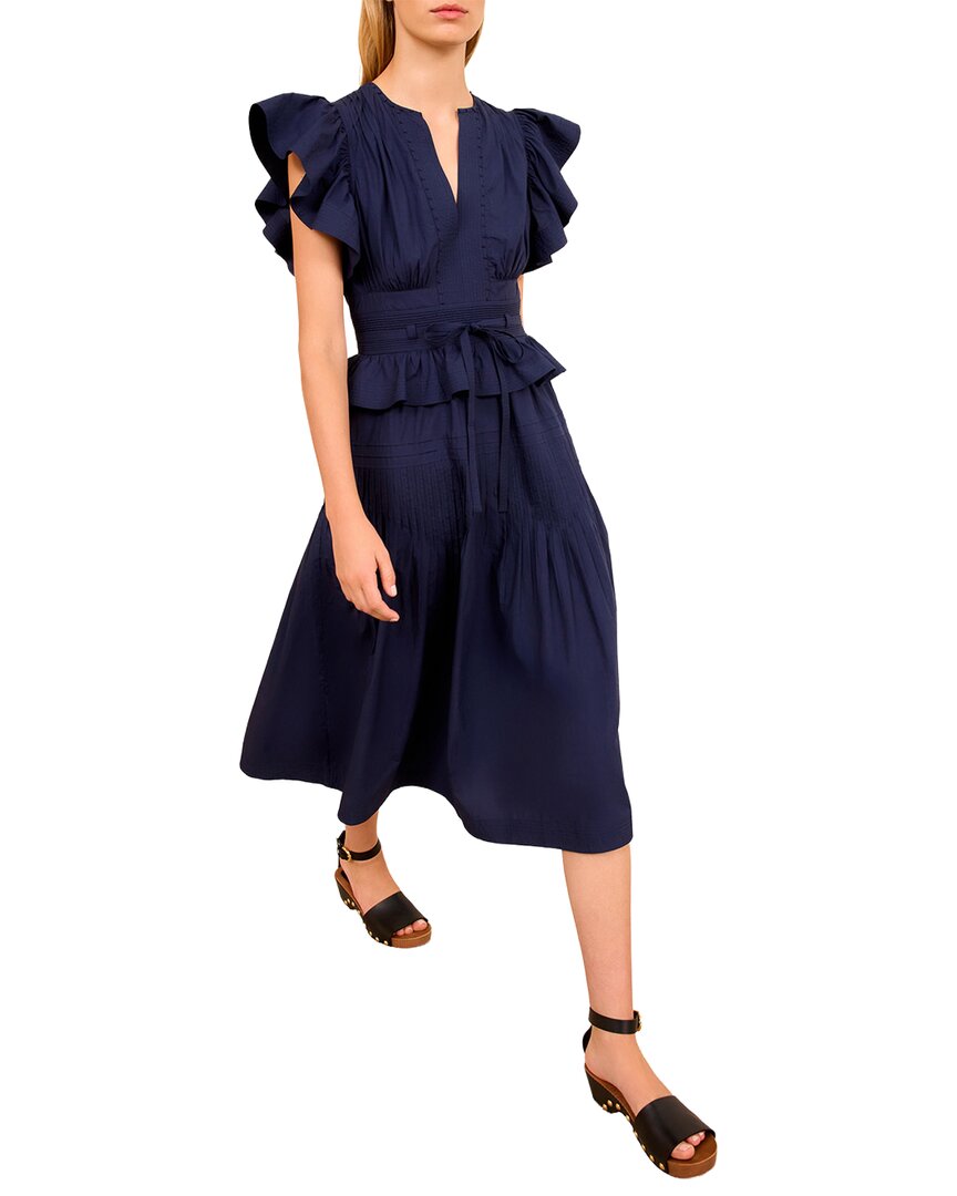 Ulla Johnson Florence Flutter Sleeve Midi Dress In Midnight