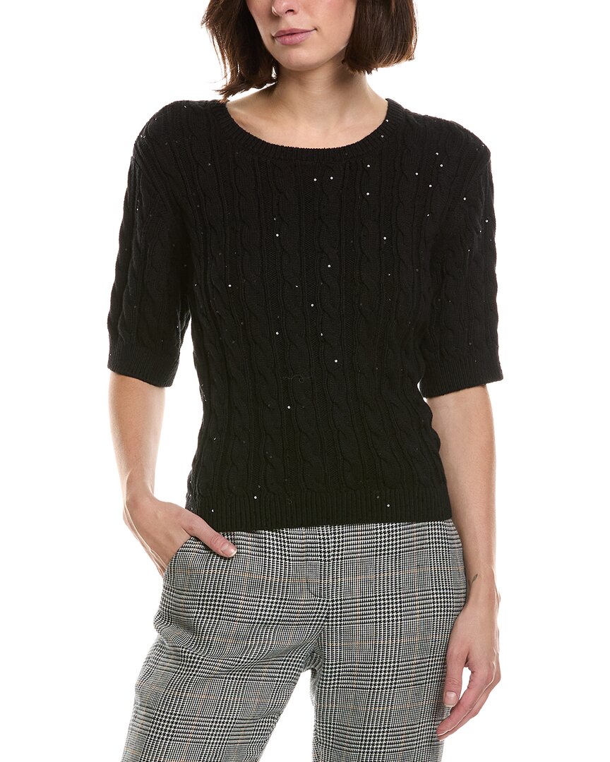 Frame The Sequin Gathered Sweater In Black