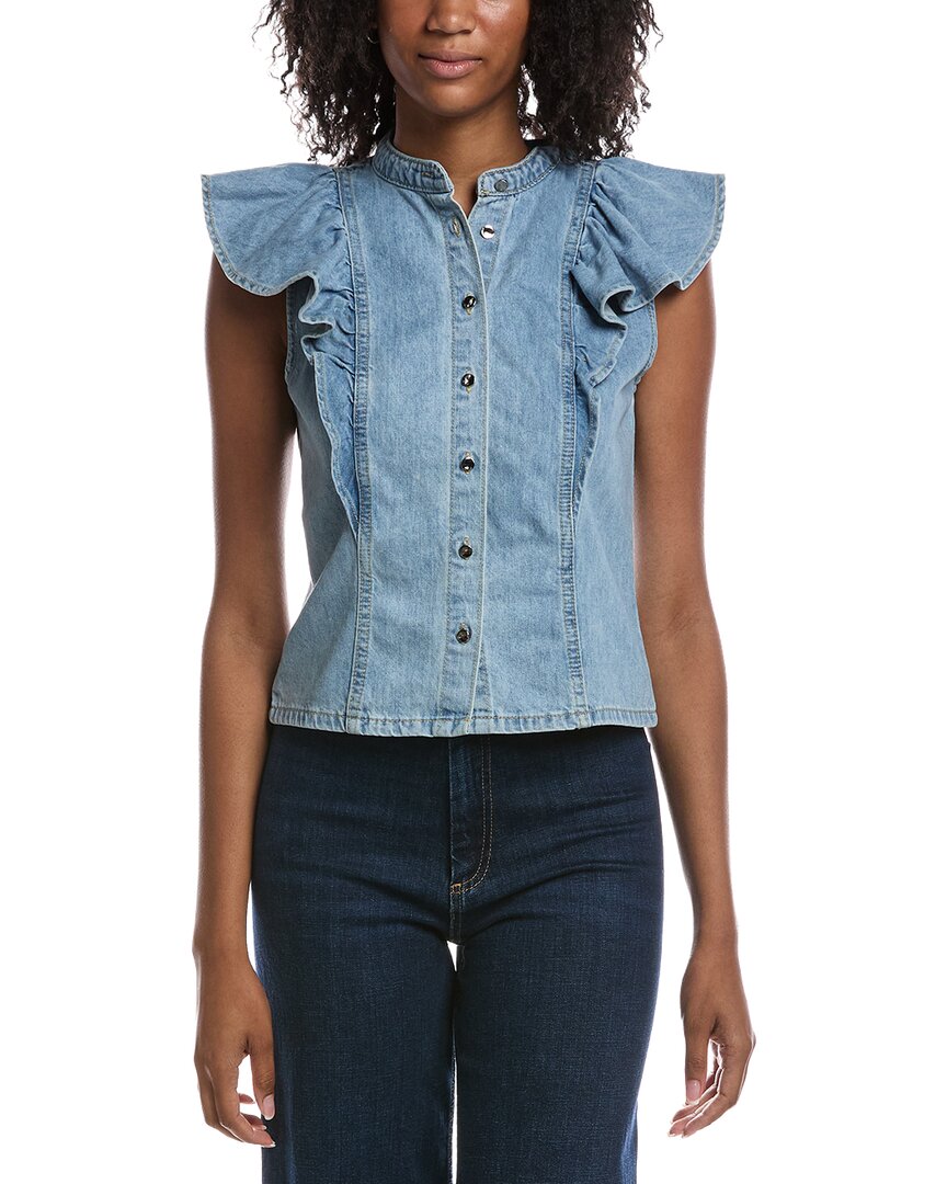 Current Elliott Current/elliott Mandarin Collar Vest In Blue