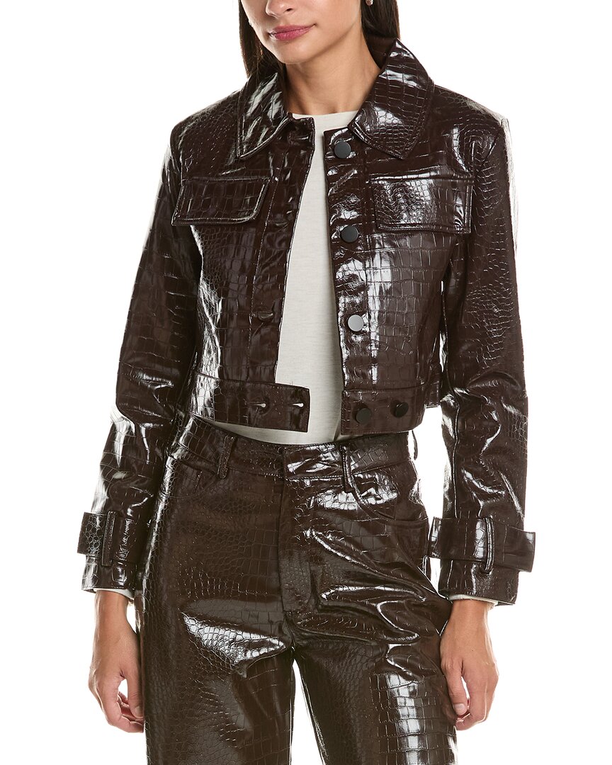 Current Elliott Current/elliott Faux Leather Animal Embossed Jacket In Brown
