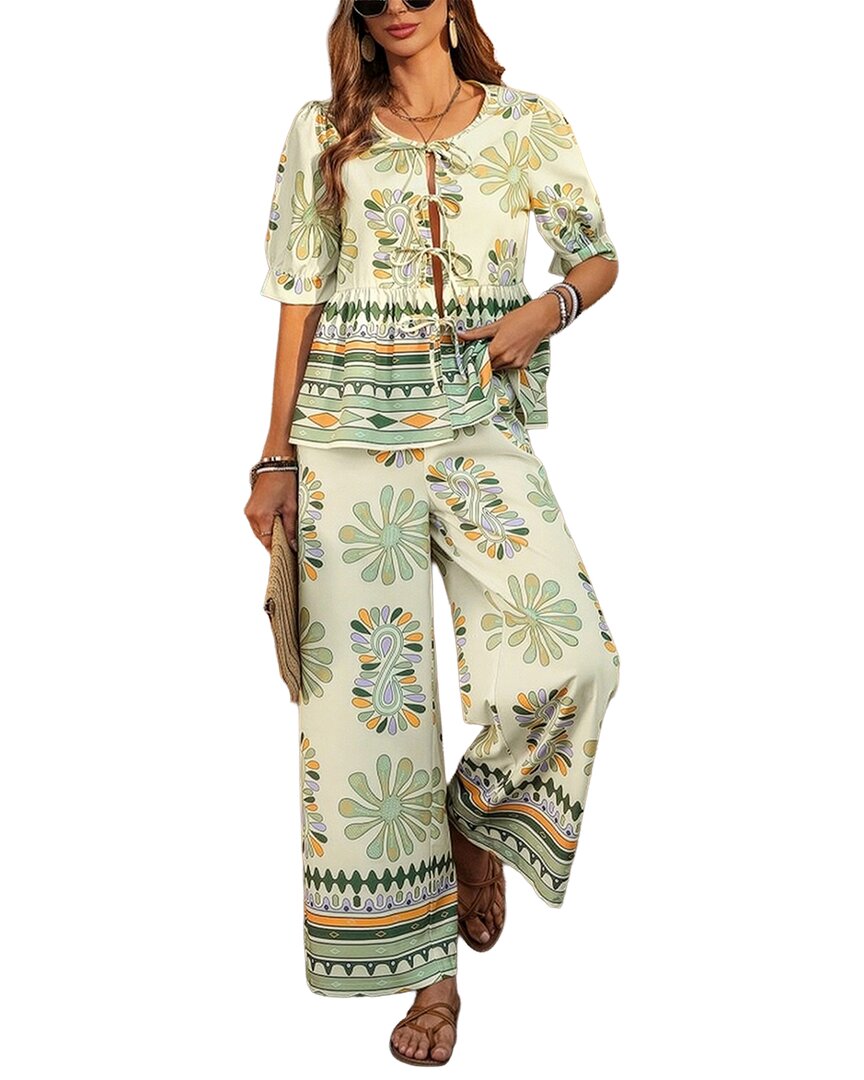 Olivia Taylor 2pc Blouse & Pant Set In Multi