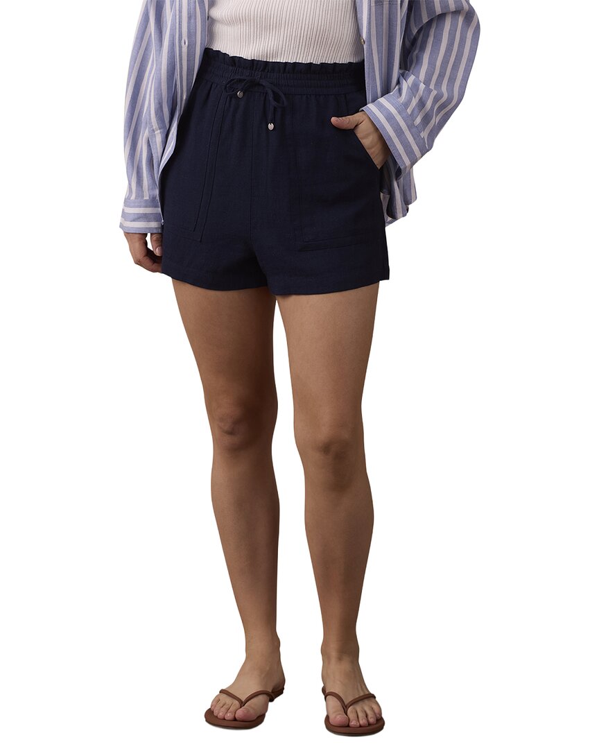 The Normal Brand Leukos Linen-blend Paper Bag Short In Navy