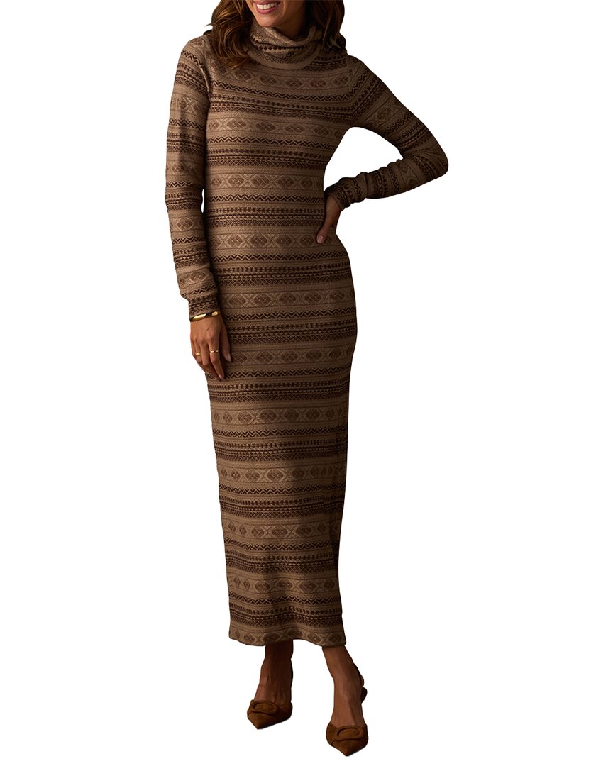 The Normal Brand Reverse Fair Isle Maxi Dress In Brown