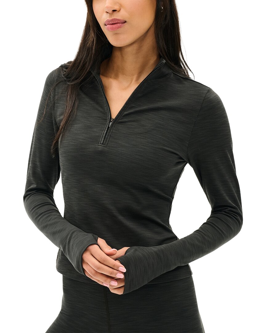 Splits59 Stevie Active Rib Half Zip Waist Length Top In Grey
