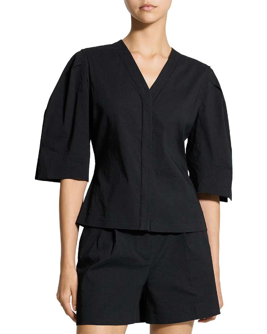 Theory Wool-blend Blouse In 001-black