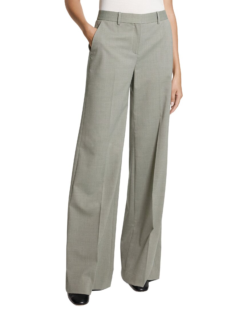 Theory Fluid Flare Wool-blend Pant In Gray