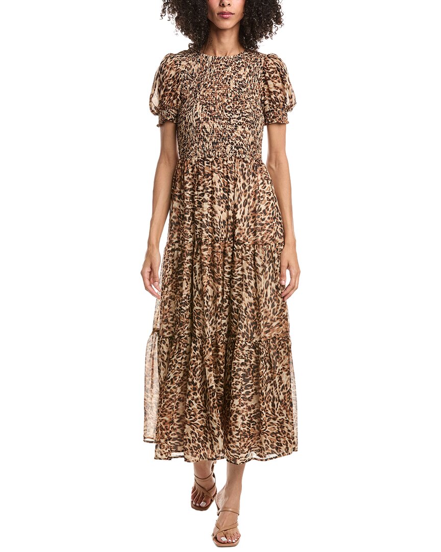 Anne Klein Puff Sleeve Smocked Maxi Dress In Blue