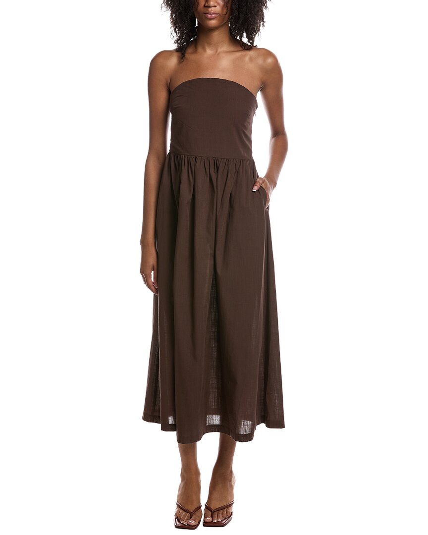 Michael Stars Kelsey Strapless Midi Dress In Brown