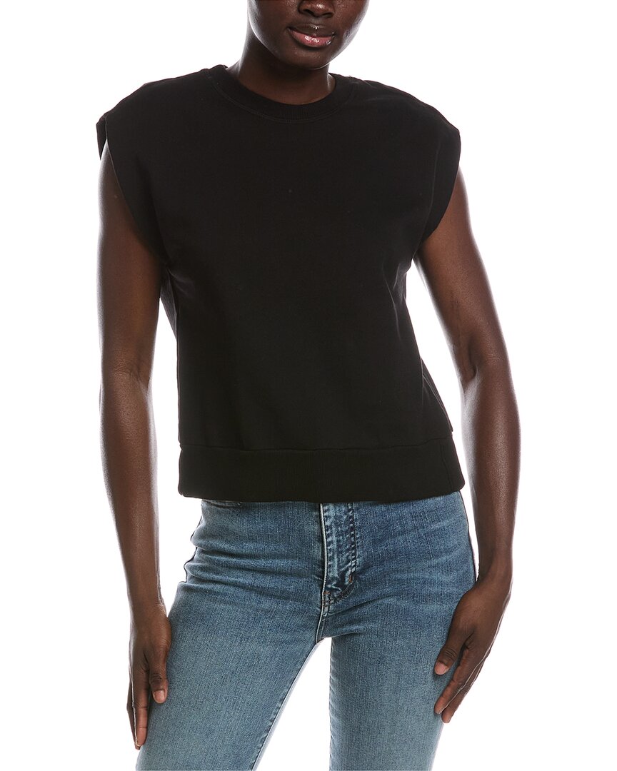 Michael Stars Brooklyn Power Shoulder Sweatshirt In Black