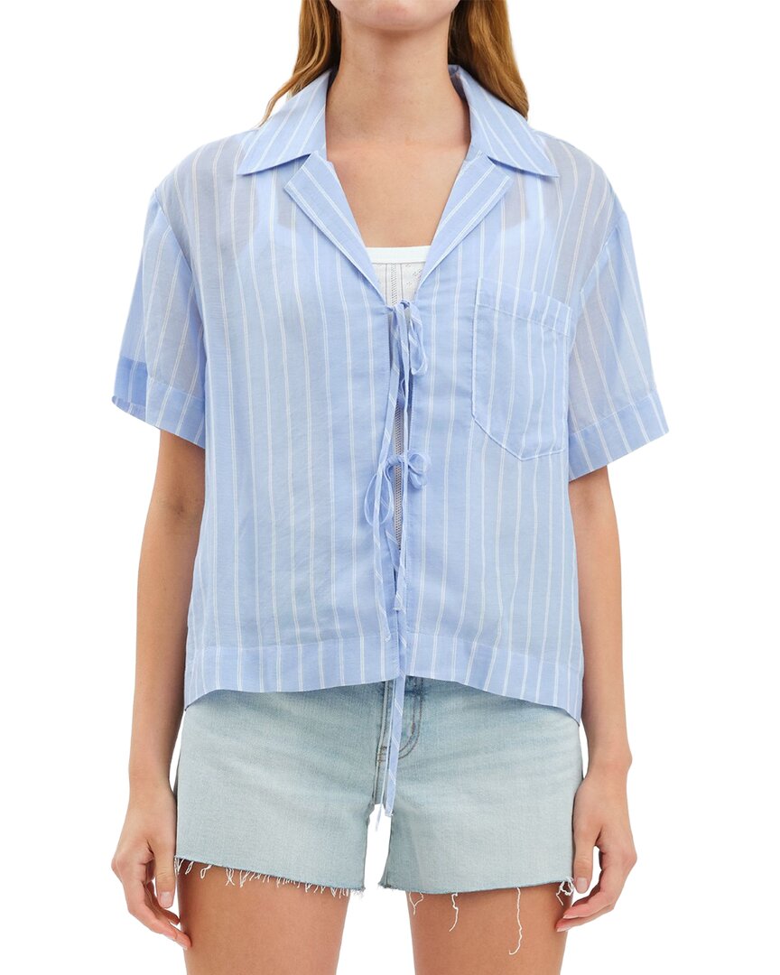 Daze Denim Buttercup Tie Front Shirt In Blue