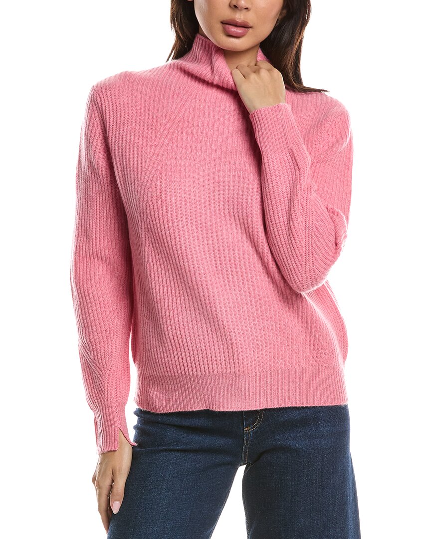 Forte Cashmere Fashioned Rib Funnel Neck Cashmere Sweater