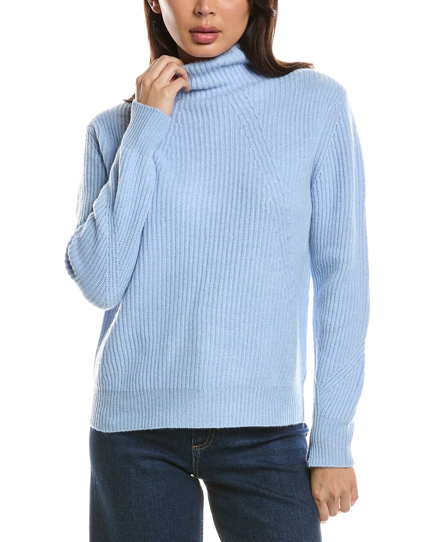 Forte Cashmere Fashioned Rib Funnel Neck Cashmere Sweater In Black