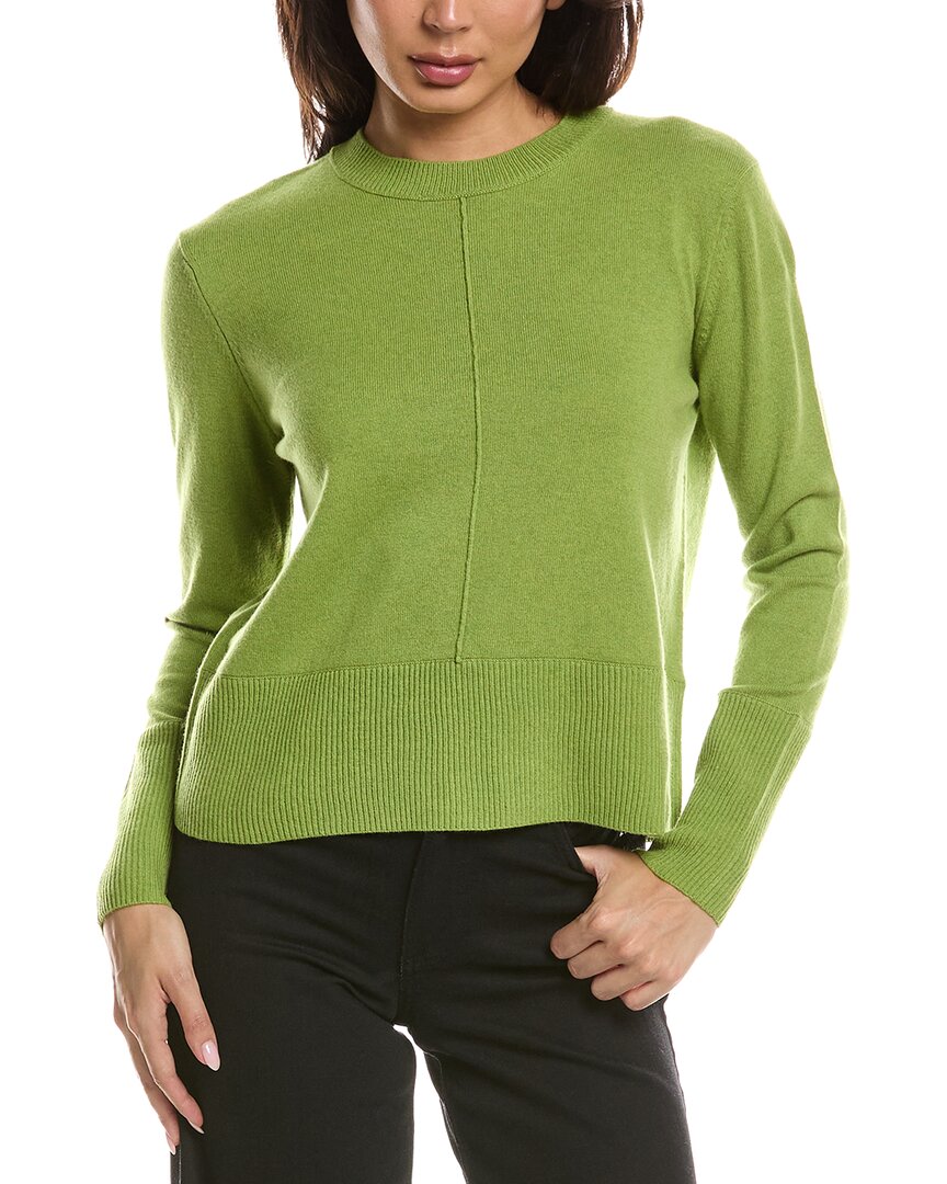 Forte Cashmere Exposed Seam Crewneck Cashmere Sweater In Green