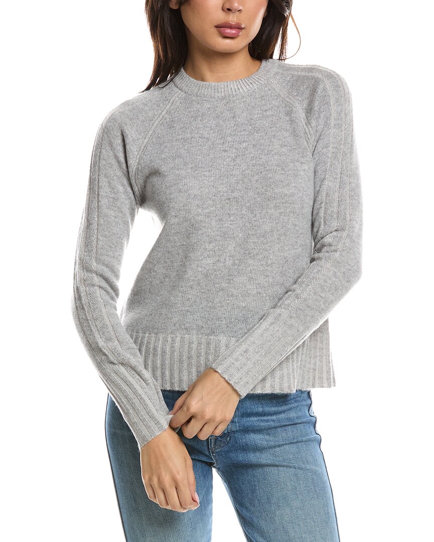 Forte Cashmere Plaited Rib Trim Crewneck Cashmere Sweater