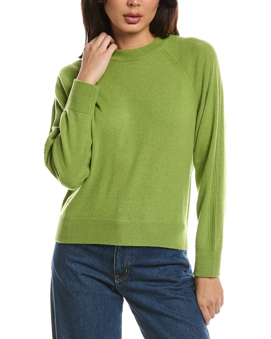 Forte Cashmere Rib Trim Cashmere Sweatshirt In Green