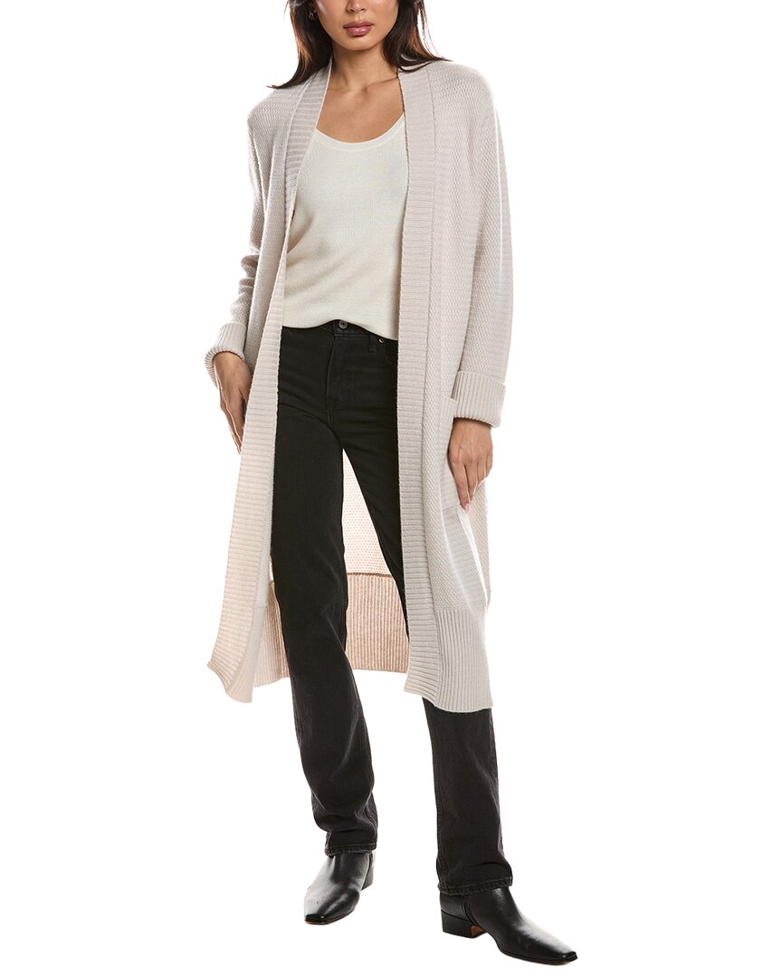 Forte Cashmere Textured Cashmere Duster Cardigan In Beige