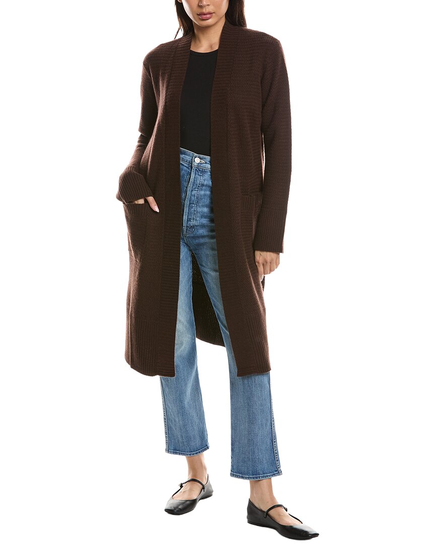Forte Cashmere Textured Cashmere Duster Cardigan In Brown
