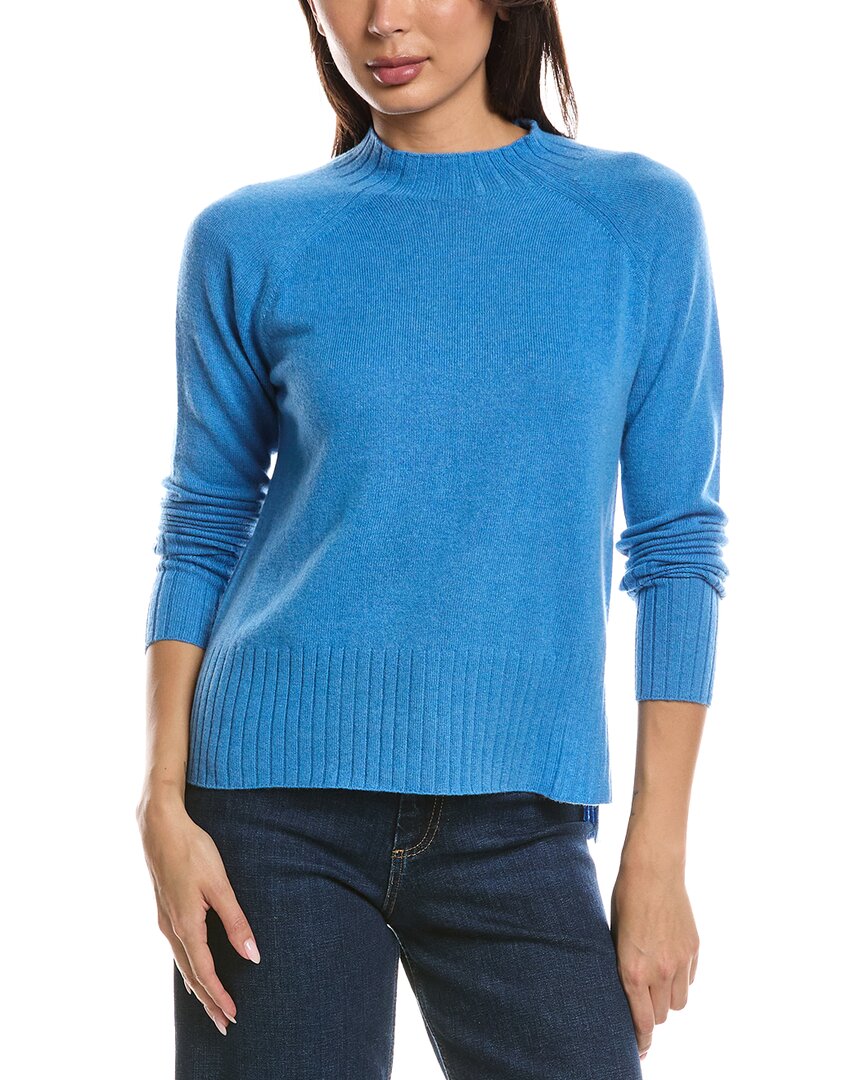 Forte Cashmere Hi Low Rib Trim Funnel Neck Cashmere Sweater In Purple