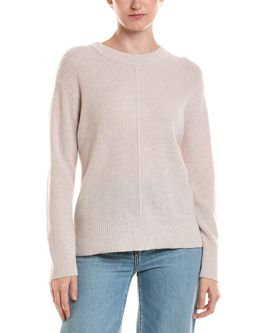 Forte Cashmere Rib Easy Crewneck Cashmere Sweater In Beige
