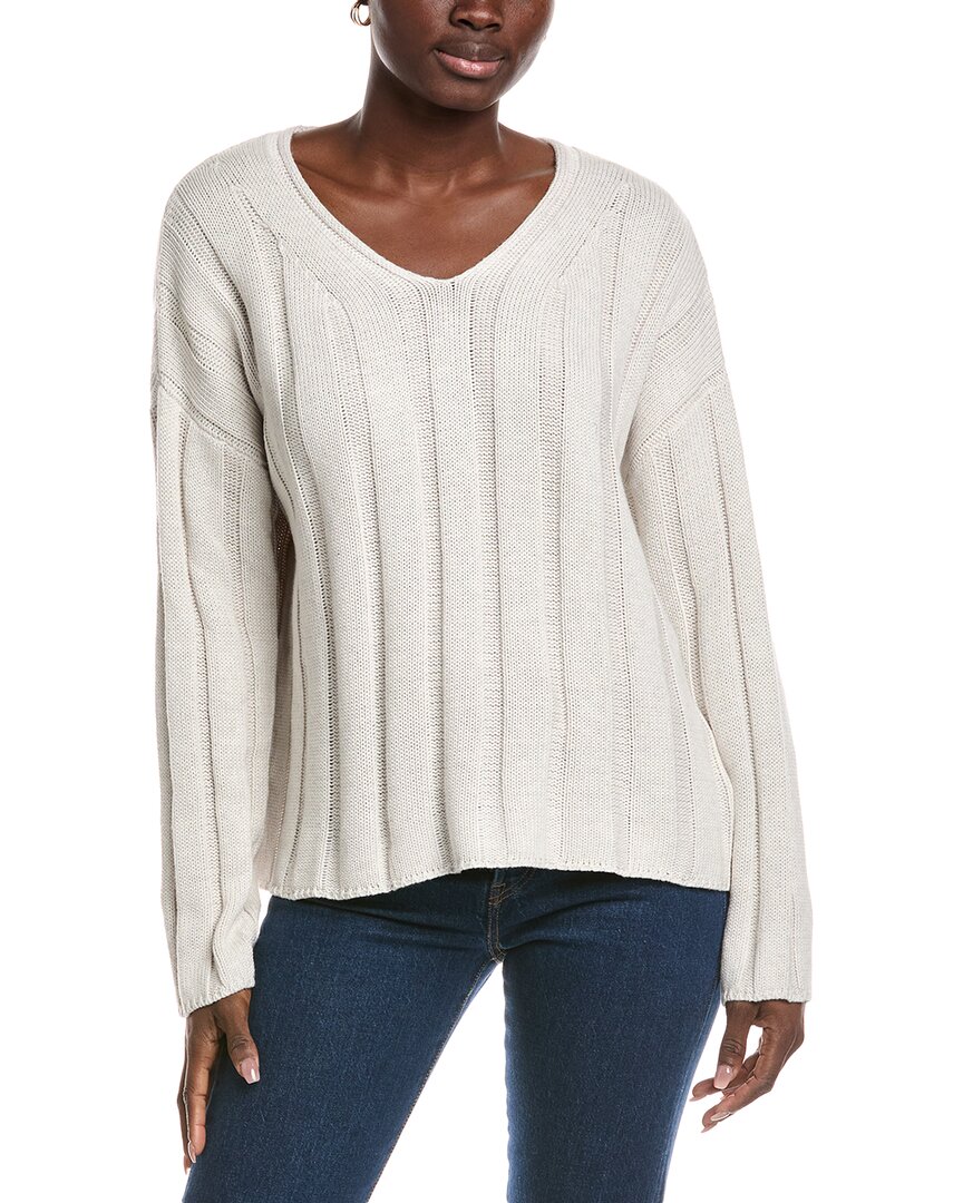 Forte Cashmere Wide Rib Sweater In Brown