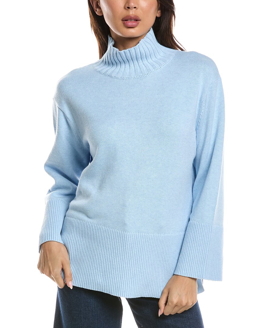 Forte Cashmere Easy Rib Trim Funnel Neck Sweater