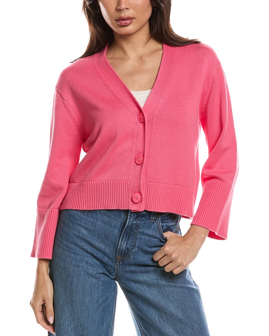 Forte Cashmere Wide Sleeve Cardigan In Pink