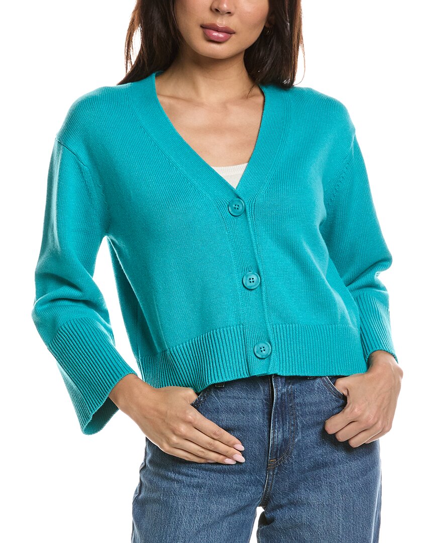 Forte Cashmere Wide Sleeve Cardigan In Green