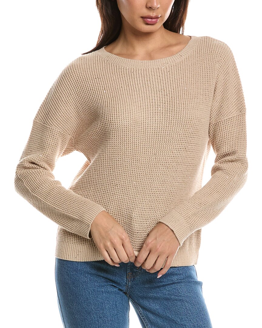 Forte Cashmere Thermal Sequin Sweater In Brown