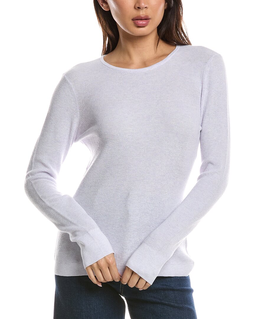 Forte Cashmere Thermal Crewneck Cashmere-blend Sweater In Blue