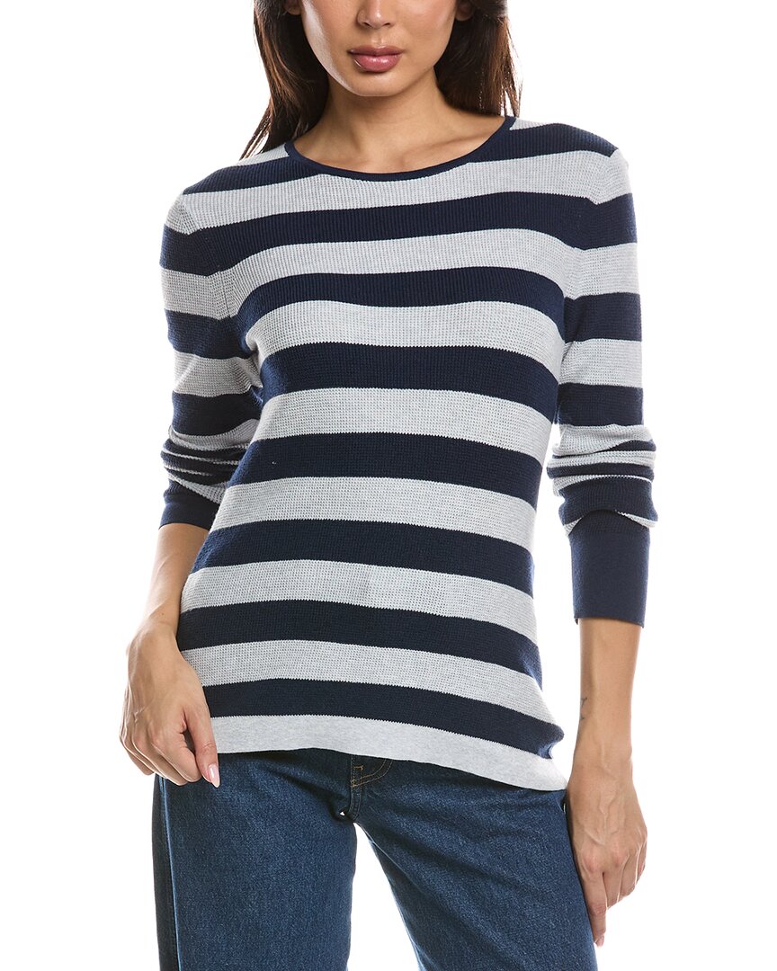 Forte Cashmere Thermal Crewneck Cashmere-blend Sweater In Navy