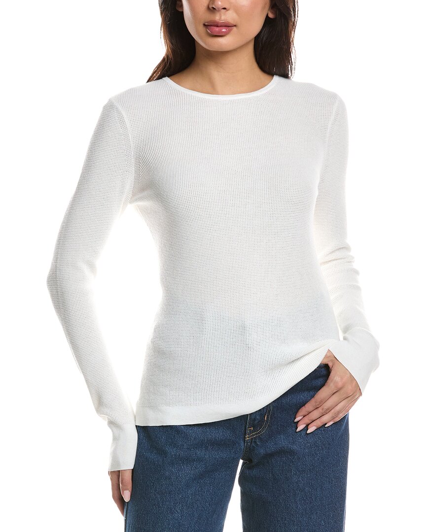 Forte Cashmere Thermal Crewneck Cashmere-blend Sweater In White