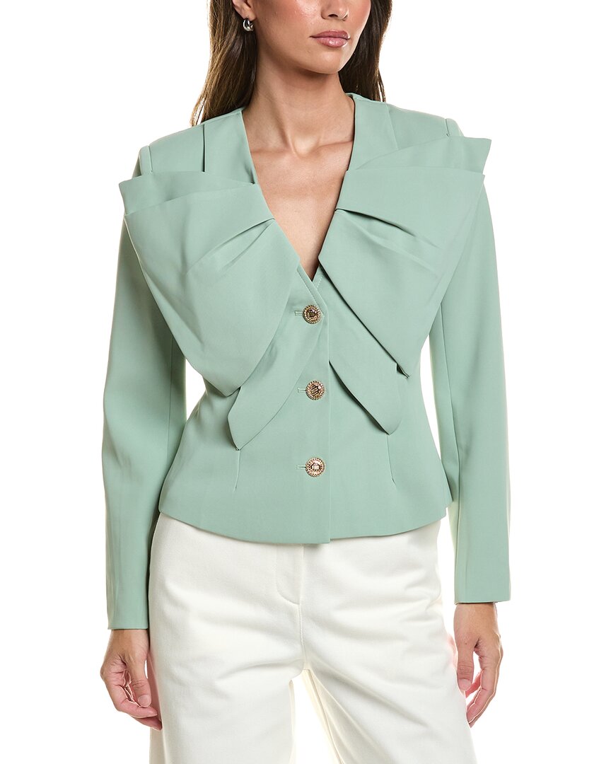 Gracia Ruffle Front Jacket In Green