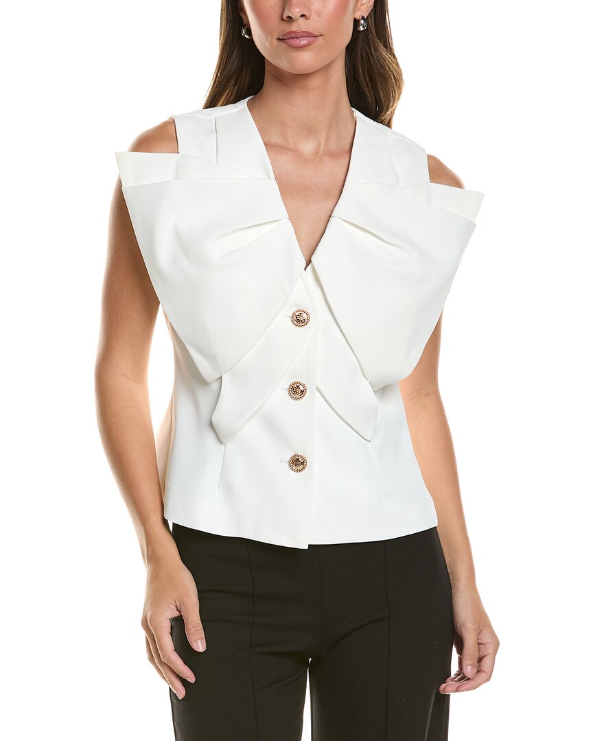 Gracia Ruffle Front Button Down Sleeveless Jacket