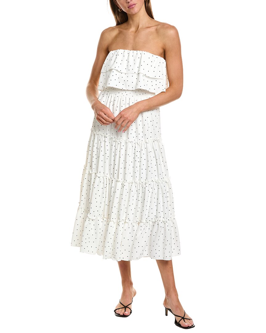 1.state Strapless Smocked Waist Tiered Maxi Dress In White