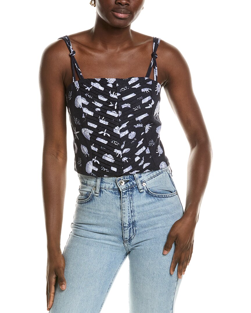 1.state Pintuck Linen-blend Tank Top In Blue