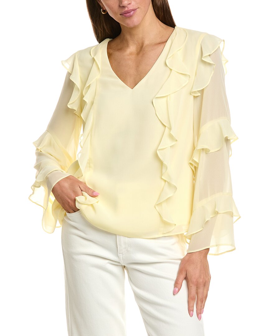 1.state Long Sleeve Ruffle Top In Yellow