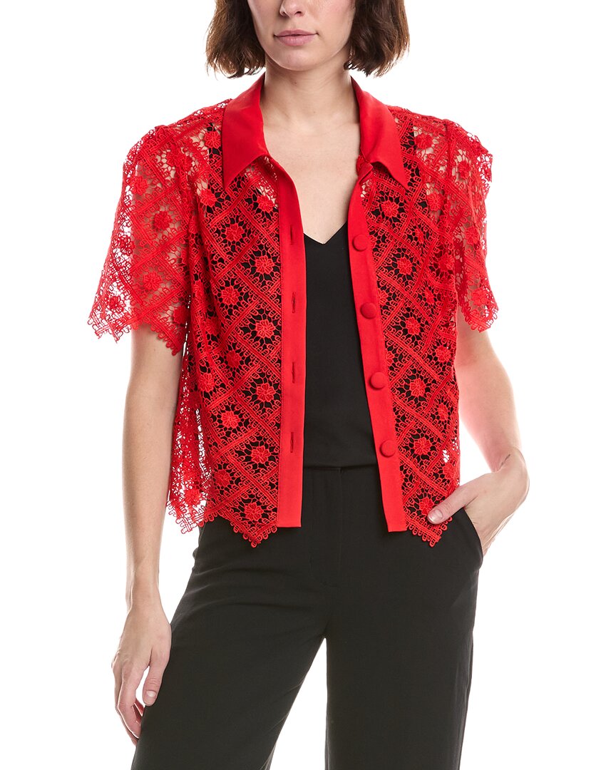 Milly Addison Tile Lace Shirt In 5ad-red