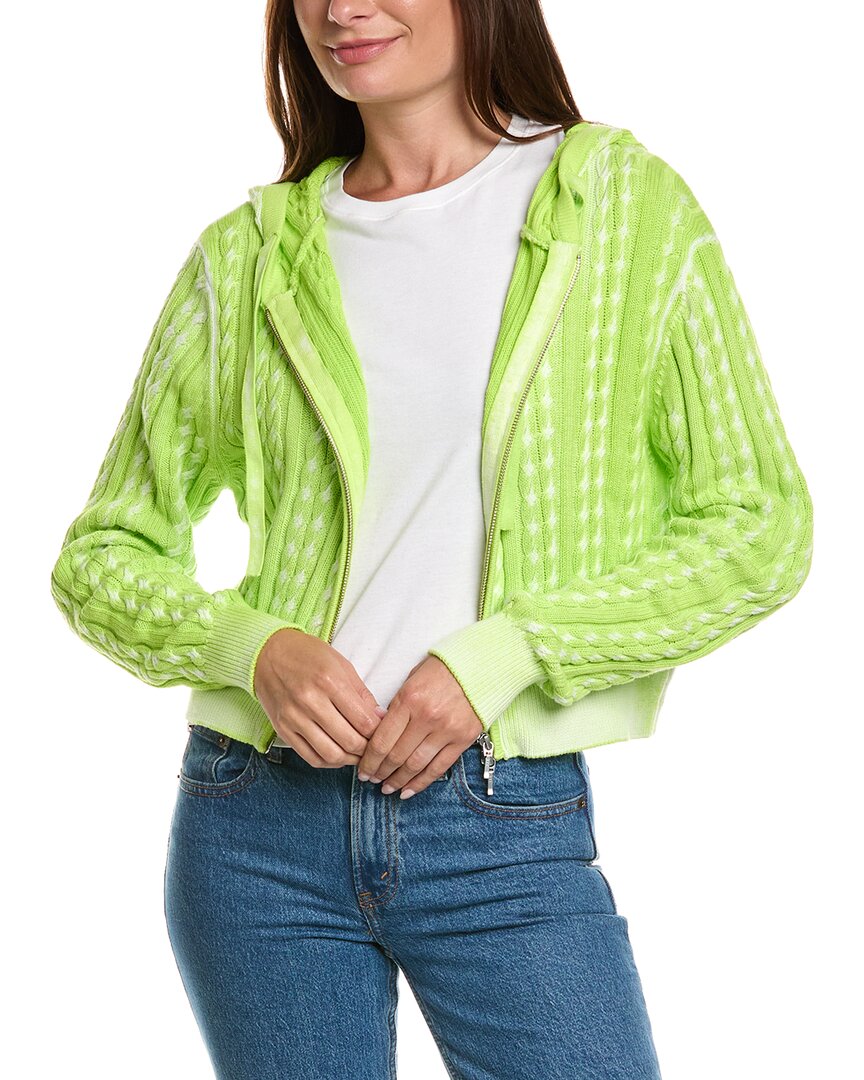 Wispr Pointelle Silk-blend Cardigan In Green