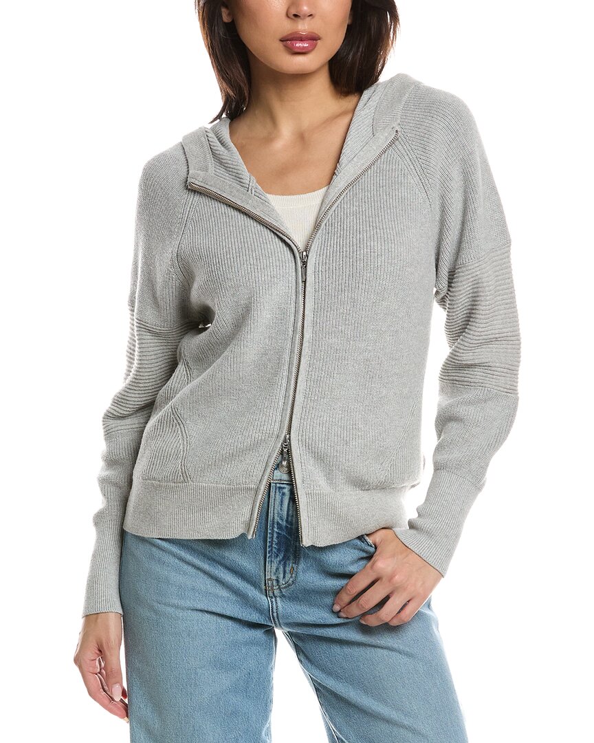 Wispr Lana Rib Detail Zip Hoodie In Gray