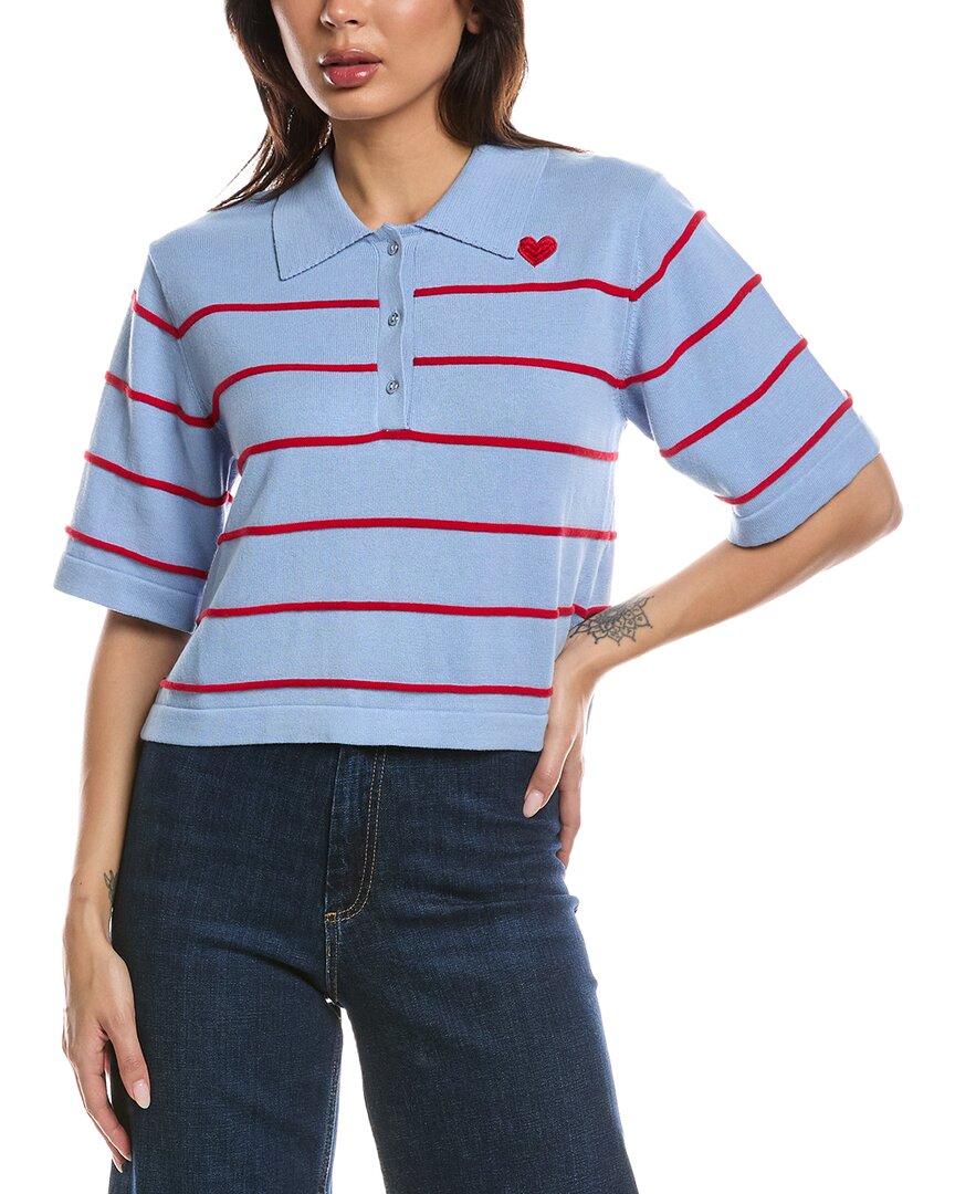 Wispr Stripe Button Up Polo Sweater In Blue