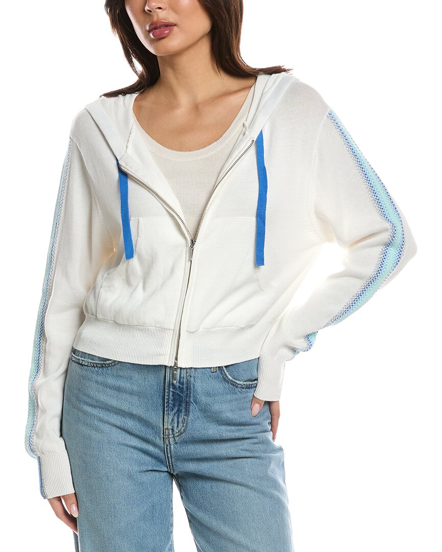 Wispr Geo Sleeve Cropped Hoodie In White