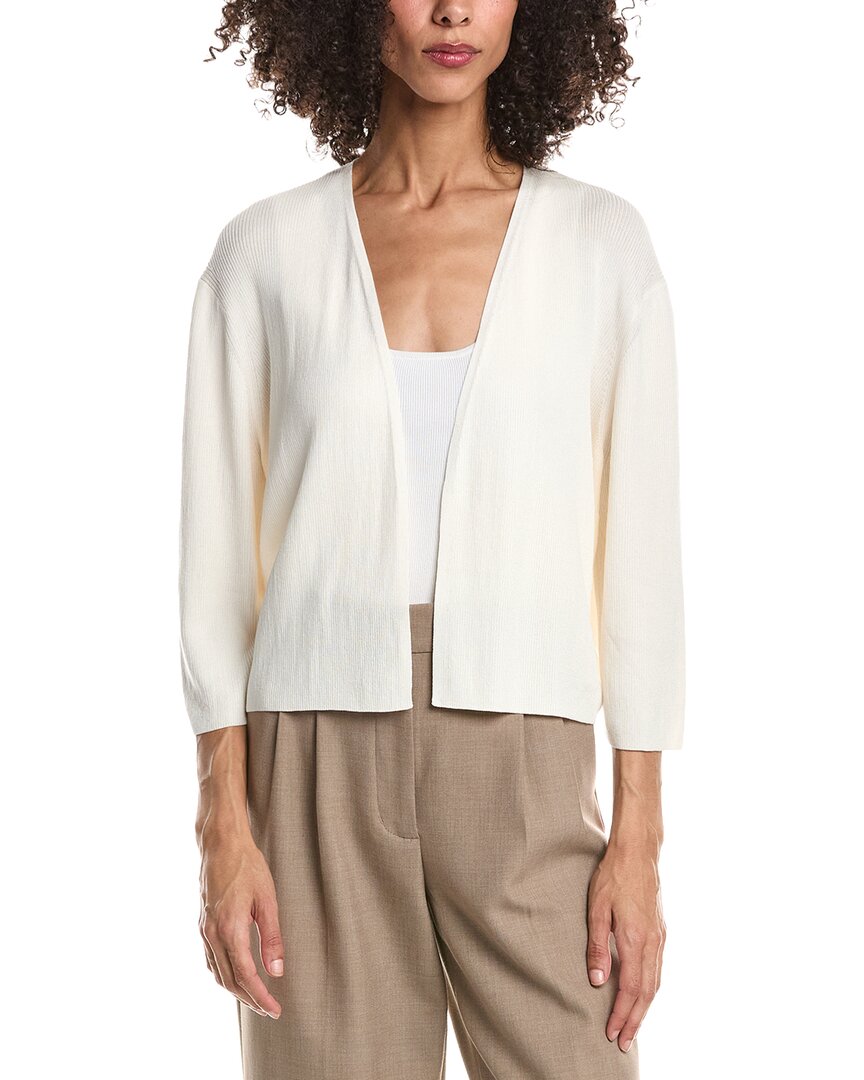Lafayette 148 New York Plus Cropped Open Front Silk-blend Cardigan In Neutral